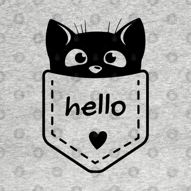 Sweet cute kitten in the pocket saying HELLO / perfect gift for every kid by Yurko_shop